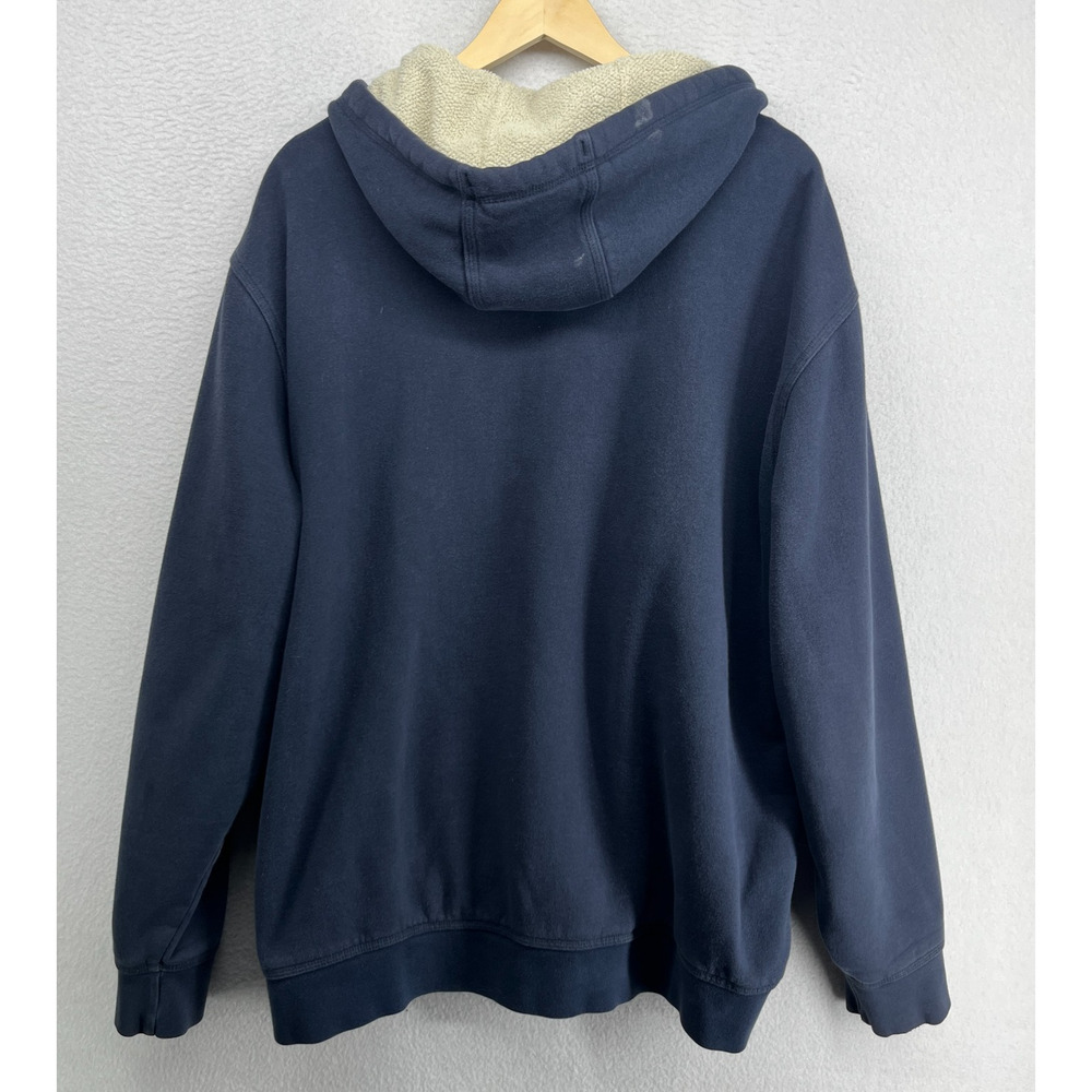 LL BEAN Hoodie Mens XLT Katahdin Iron Works Sweatshirt Fleece Lined Zip Up Blue - Picture 3 of 11